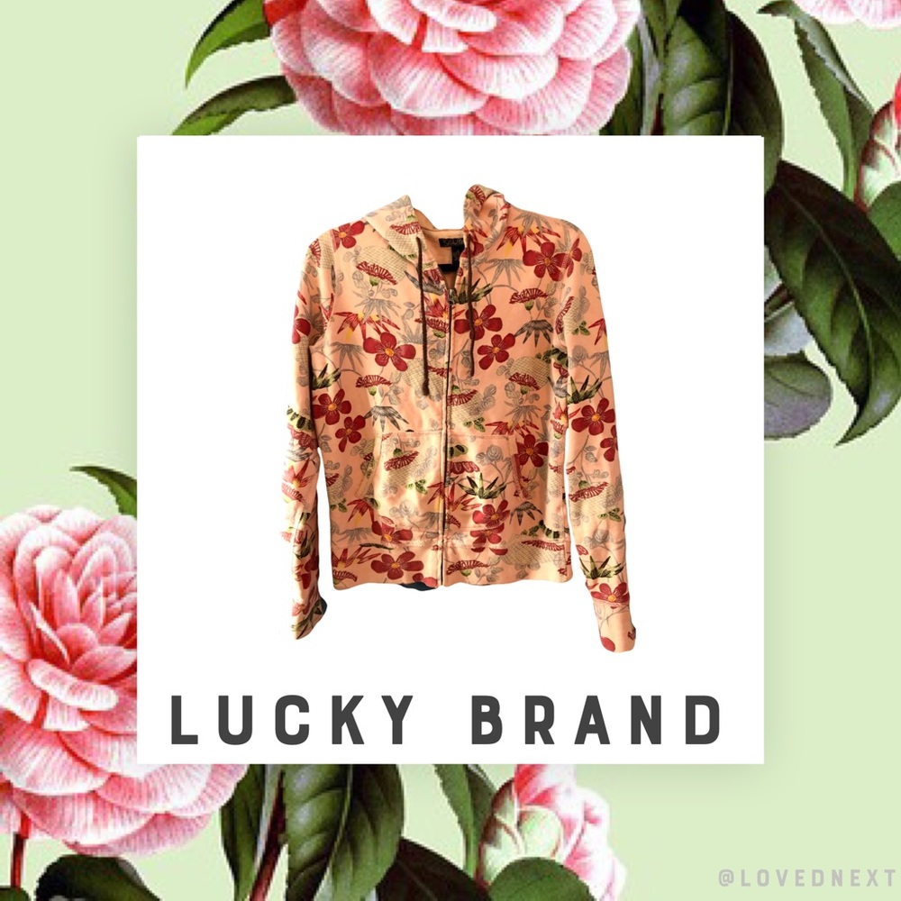 Lucky Brand Pink floral hoodie / sweatshirt